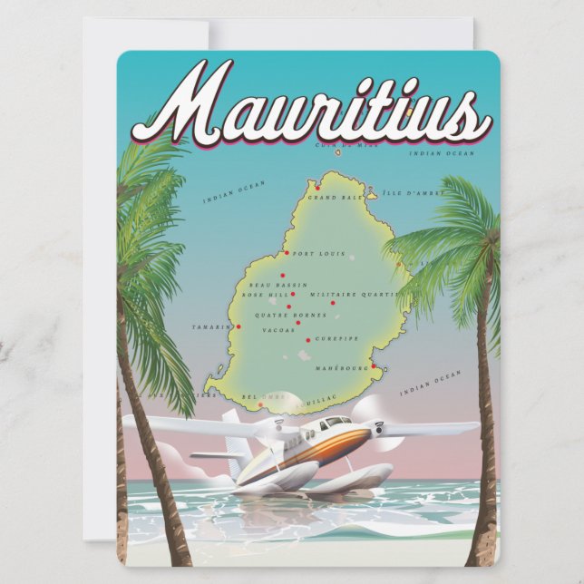 Cartaz de viagem antigo da Maurícia (Frente)