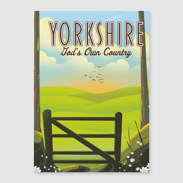 cartaz de viagem antigo de Yorkshire "Terra de Deu (Frente)