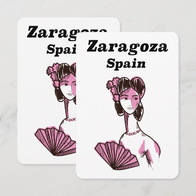 Cartaz de viagem antigo de Zaragoza Espanha (Frente/Verso)