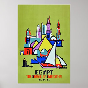 Cartaz de Viagem Arte Egito Impressão Egípcia