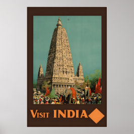 Cartaz de Viagem Arte Indiana Impressão de Templo 