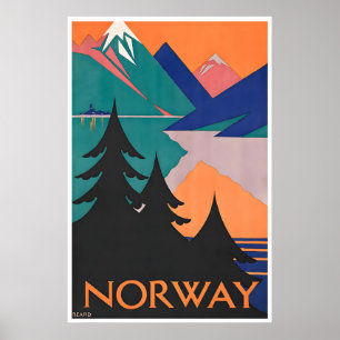 Cartaz de Viagem Arte Norueguesa Impressão Noruegu