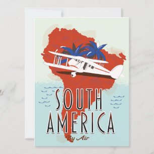 Cartaz de viagem da América do Sul de avião