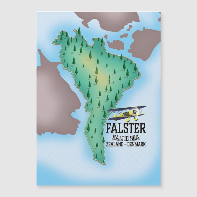 Cartaz de viagem da ilha Falster Dinamarca. (Frente)