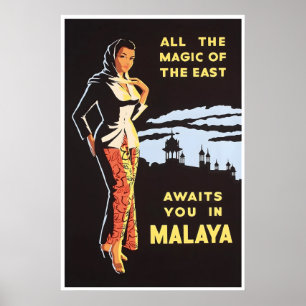 Cartaz de Viagem da Malásia Impressão de Arte Mala