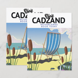 Cartaz de viagem da praia de Cadzand Holanda
