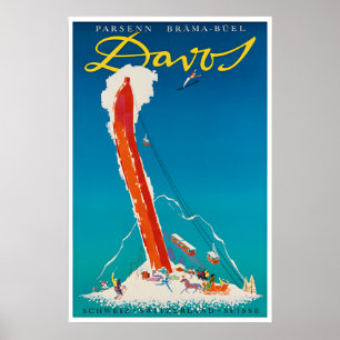 Cartaz de Viagem da Suíça Davos Arte Impressão Esp