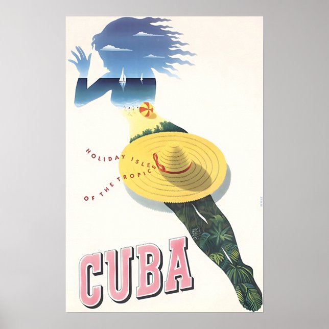 Cartaz de viagem de arte cubana Impressão Cuba  (Frente)