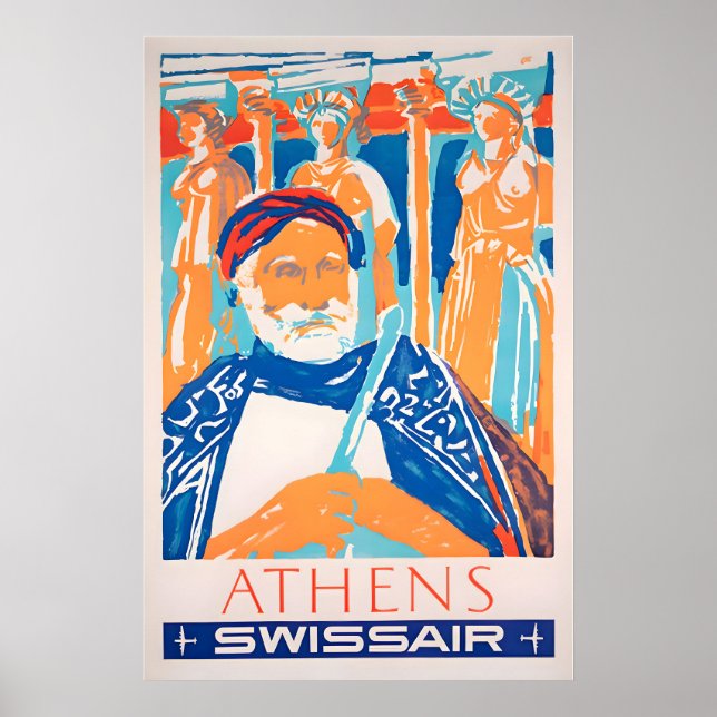 Cartaz de Viagem de Atenas Arte Grega Impressão Gr (Frente)