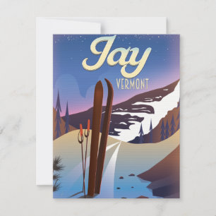 Cartaz de viagem de esqui Jay Vermont EUA.
