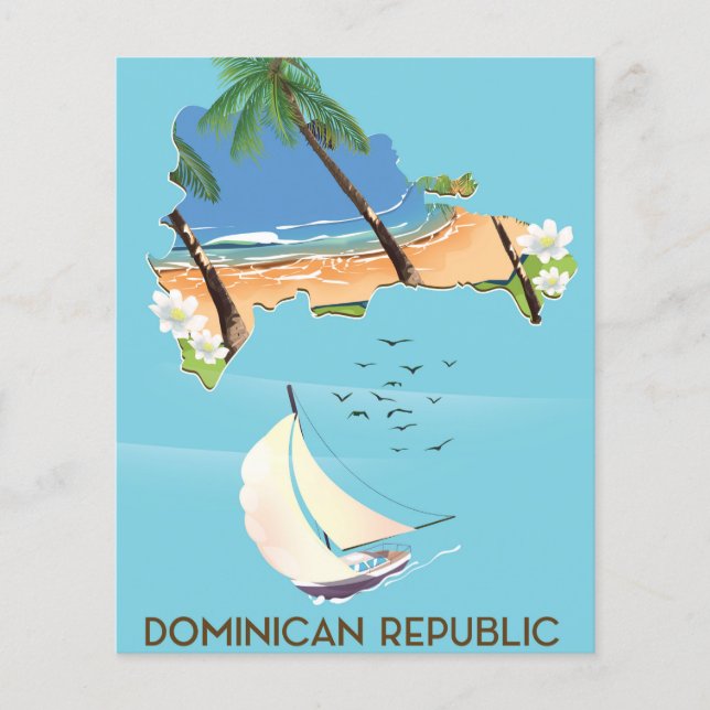 cartaz de viagem de iate mapa da República Dominic (Frente)