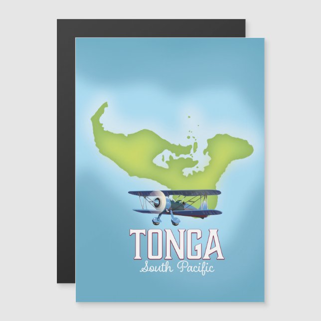 Cartaz de viagem de voo do mapa de Tonga (Frente/Verso)