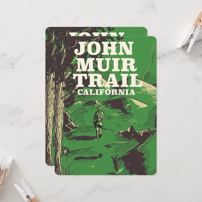 Cartaz de viagem do John Muir Trail Califórnia. (Frente/Verso In Situ)