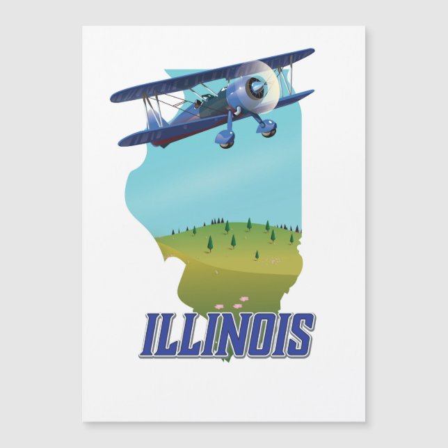 cartaz de viagem do mapa antigo de Illinois (Frente)