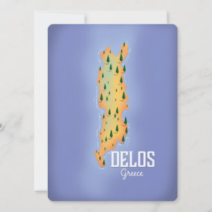 Cartaz de viagem do mapa da Grécia Delos