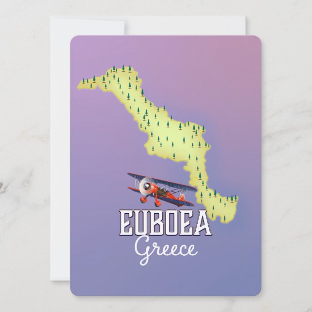Cartaz de viagem do mapa da Grécia Eubéia (Frente)