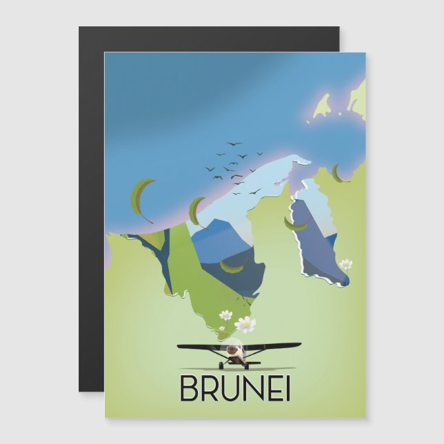 cartaz de viagem do mapa de Brunei (Frente/Verso)