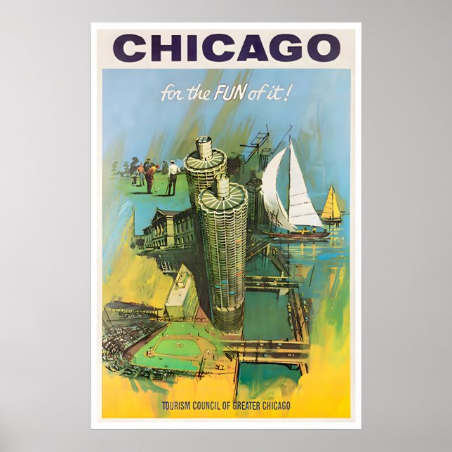 Cartaz de Viagem do Mapa de Chicago Impressão de A (Frente)