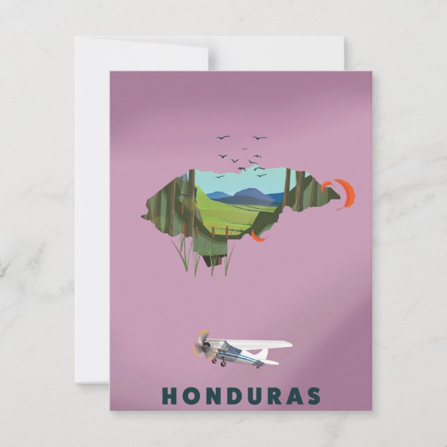 Cartaz de viagem do mapa ilustrado de Honduras (Frente)