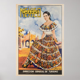 Cartaz de Viagem do México Arte Chiapas Impressão 