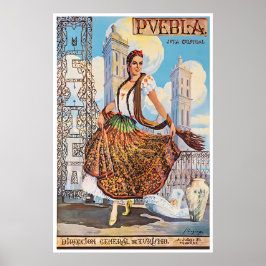Cartaz de Viagem do México Arte Puebla Impressão M