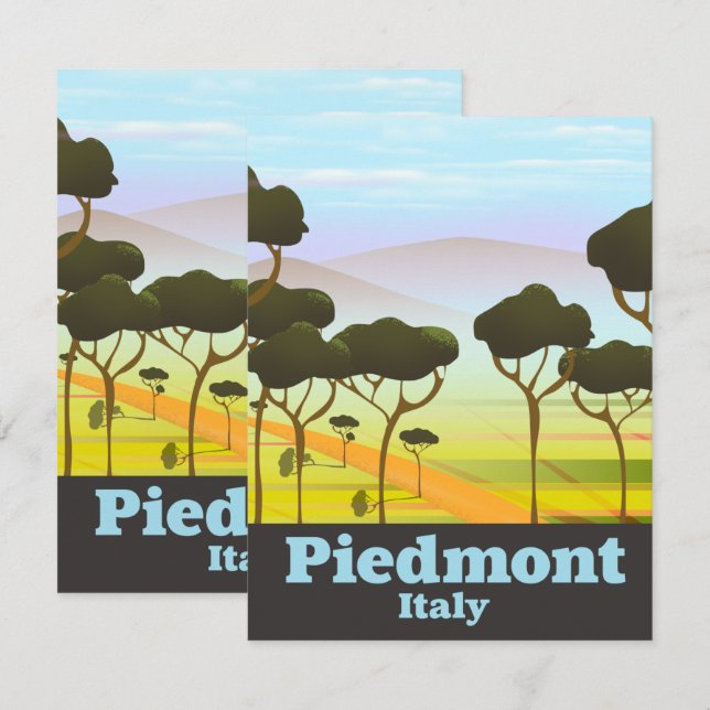Cartaz de viagem do Piemonte Itália (Frente/Verso)