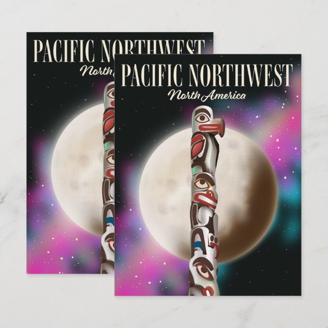 Cartaz de viagem do Totem Pacific Northwest (Frente/Verso)