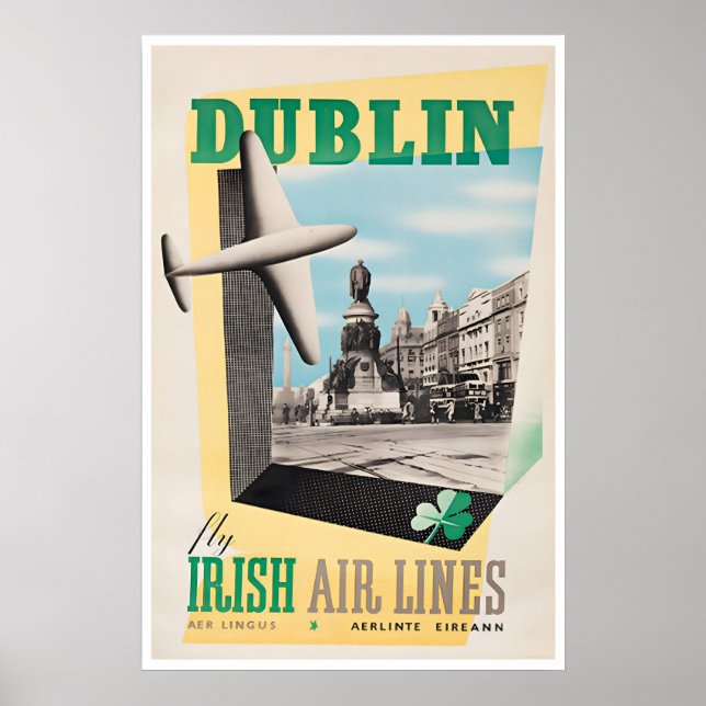 Cartaz de Viagem Dublin Impressão Irlanda Linhas A (Frente)