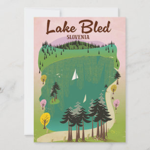 Cartaz de viagem estilo vintage do Lago Bled Eslov