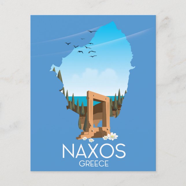 Cartaz de viagem grego Mapa de Naxos. (Frente)