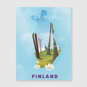 cartaz de viagem ilustrado do mapa da Finlândia