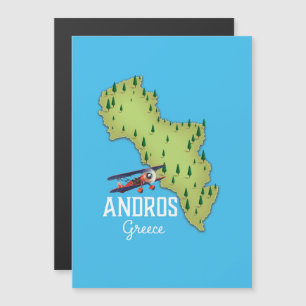 Cartaz de viagem ilustrado do mapa grego de Andros
