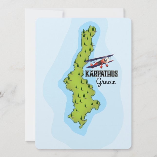 Cartaz de viagem ilustrado do mapa grego de Karpat (Frente)
