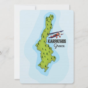 Cartaz de viagem ilustrado do mapa grego de Karpat