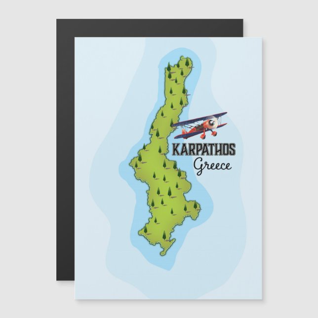 Cartaz de viagem ilustrado do mapa grego de Karpat (Frente/Verso)