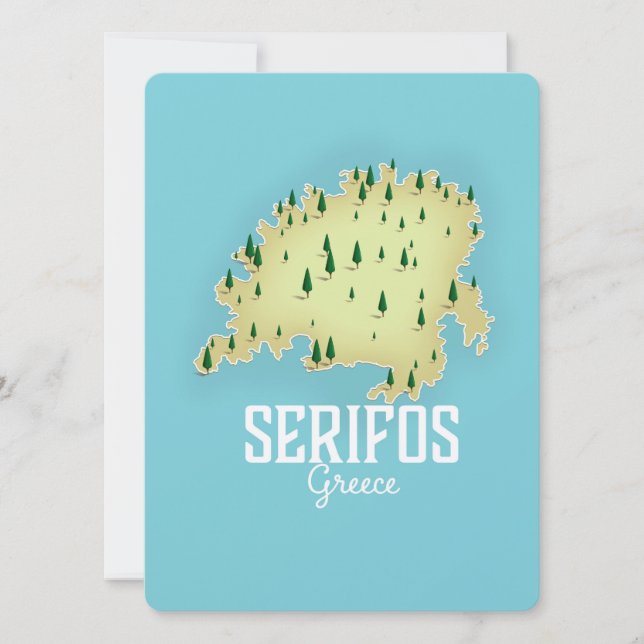 Cartaz de viagem ilustrado do mapa grego de Serifo (Frente)