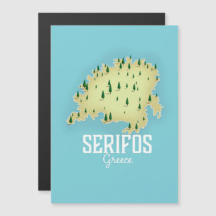 Cartaz de viagem ilustrado do mapa grego de Serifo