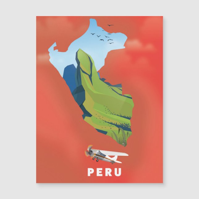 cartaz de viagem ilustrado mapa do Peru (Frente)