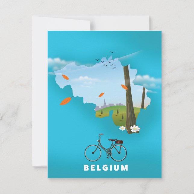 Cartaz de viagem impresso do mapa da Bélgica. (Frente)