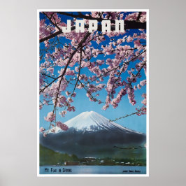 Cartaz de Viagem Japão Mt Fuji Impressão Cerejeira