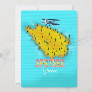 cartaz de viagem mapa da ilha grega de Spetses