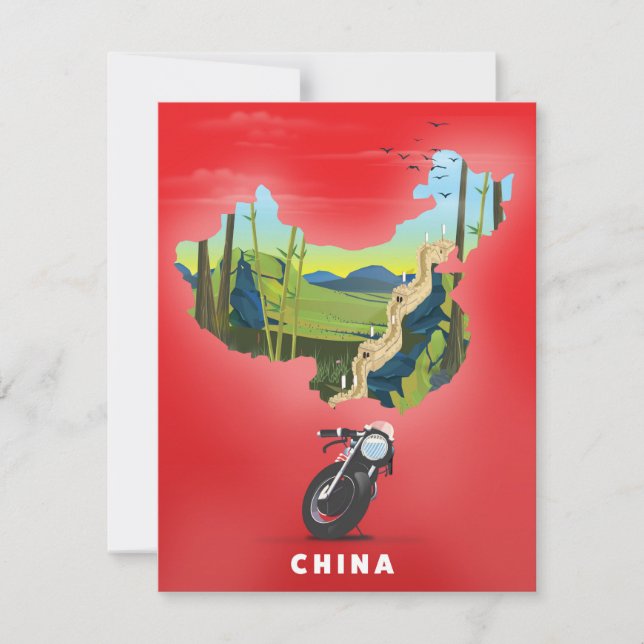 cartaz de viagem mapa ilustrado da China (Frente)