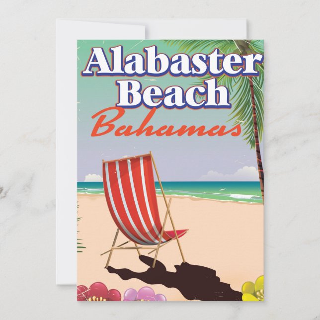 cartaz de viagem Praia Alabaster Bahamas (Frente)