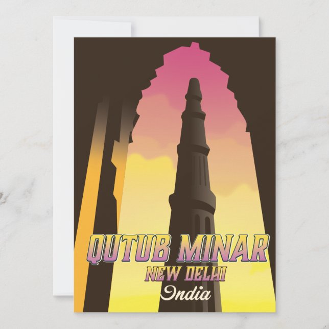 Cartaz de viagem Qutub Minar Nova Deli Índia (Frente)