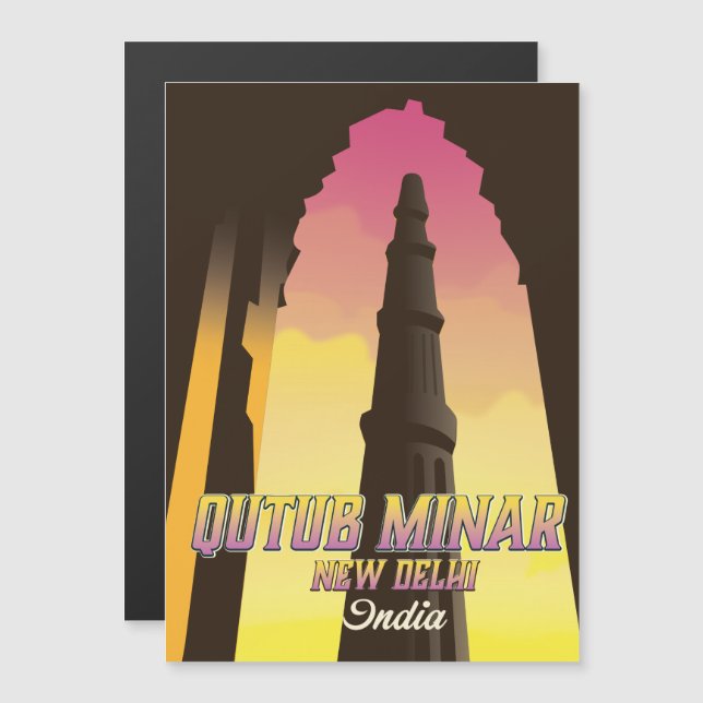 Cartaz de viagem Qutub Minar Nova Deli Índia (Frente/Verso)