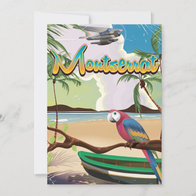 cartaz de viagem retrô da ilha de Montserrat (Frente)