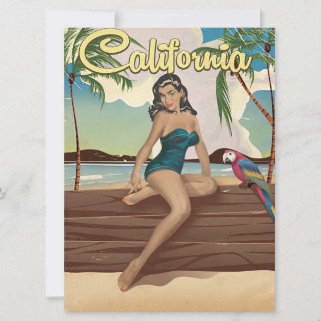 Cartaz de viagem retrô Modelo Califórnia (Frente)