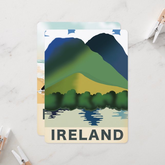 Cartaz de viagem vintage da Irlanda (Frente/Verso In Situ)
