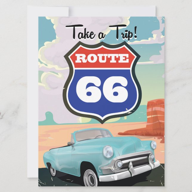 Cartaz de viagem vintage da Rota 66 (Frente)