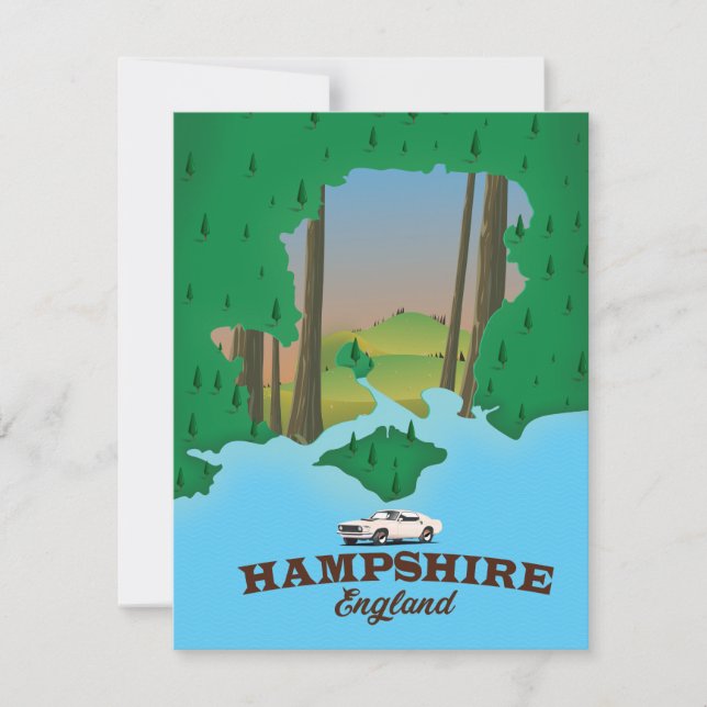 Cartaz de viagem vintage Hampshire Inglaterra. (Frente)